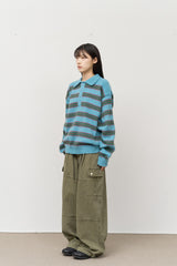Sage Button Collar Knit