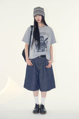 Rixen raw denim bermuda pants