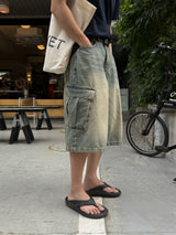 Fairy half cargo denim pants