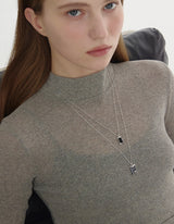 26SS★ [Premium Plating] Volume Square AB(W) H BAR Necklace L