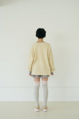 KIKI HENLEY NECK WAFFLE TOP (BUTTER)
