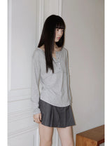 プラケット リブド ティーシャツ(GREY)