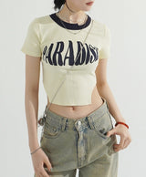 パラダイスサイドカッティングクロップドTシャツ