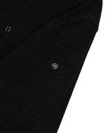 テクスチャークロップロールアップチェック半袖シャツ - ブラック