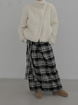 Mocha high-neck fur half coat