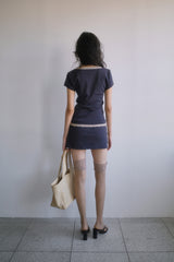 26SS★ LACE TRIM V-NECK T-SHIRT