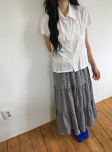 Hinari Check Tiered Banding Long Skirt