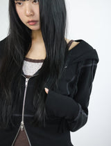 Ribbed Hoodie -Black