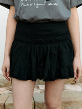 DOUBLE LACE MINI SKIRT BLACK