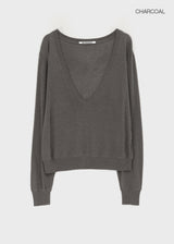 [MADE] ロズリンディープVネックサマーロングスリーブトップ (Linen 55%)