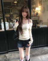 Deep blue denim shorts