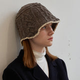 Triple Cable Knit Bucket Hat (Charcoal)