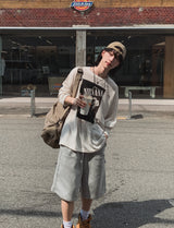 Drag rivet sweat half pants