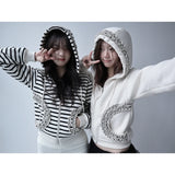 【MADE】winter frill hood zip-up, stripe