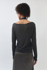 Halter Layered Long Sleeve / Charcoal