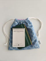 denim ribbon string pouch - light blue L