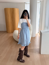 side button smocking skirt & dress 