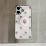 [MADE][Glass Bumper Case] Strawberry embroidered knit case pink