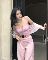 Baby Cloud Lace Ribbed Bra Cap Sleeveless Top