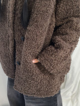 highneck puffy fur jacket