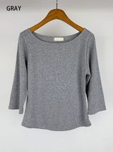 ボートネックミッドスリーブTシャツ (4C)