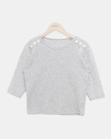 リポカラーブロックボタン7スリーブTシャツ