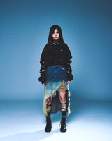 DESTROYED DENIM SKIRT