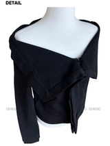 Black Off-Shoulder Cover Long Sleeve T-Shirt