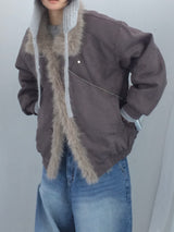 Milkfur high neck suede jumper