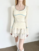 1248. ミニコサージポイント2-wayリボンTシャツ (3color)