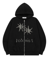 アキンリベットポイントアップリケフードジップアップ UNISEX (2COLOR)