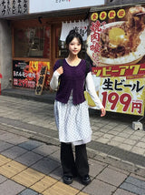 Soel Check Chiffon Midi Skirt