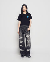 25FW WOMAN ファジーフォントドラゴン半袖Tシャツ