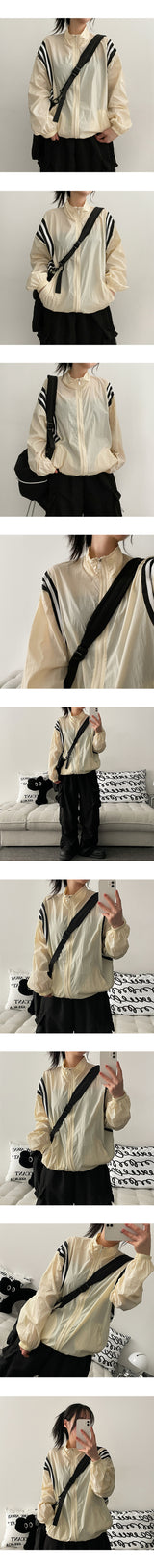 Flo high-neck string coloring nylon summer windbreaker