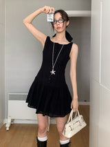 Black lace flare sleeveless dress
