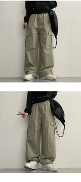 [Long summer pants!] Post nylon string wide cargo pants