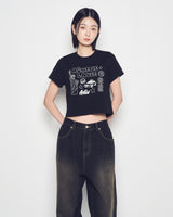25FW WOMAN NYイメージクロップ半袖Tシャツ ブラック