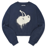 MELTING CHERRY PRINTED CROP SWEATSHIRT - DARK NAVY 