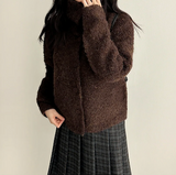 Hani cozy high neck button cardigan