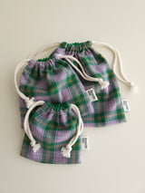 Check string pouch - light purple M