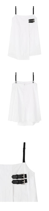 [mnem] バックルナイロンミディドレス(white)