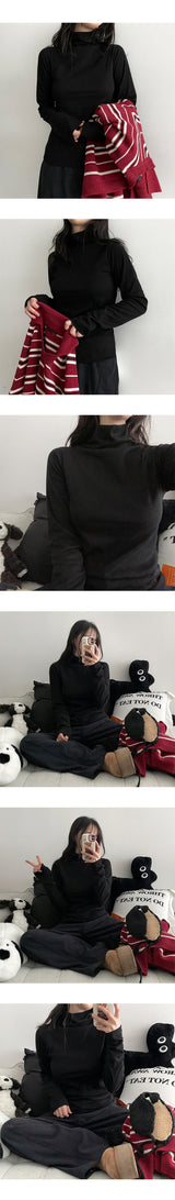 Mison アンプルVネックハーフタートルネックニットTシャツ