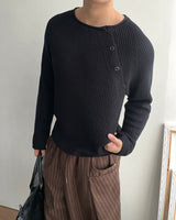 Beat Henley-Neck Crop Knit