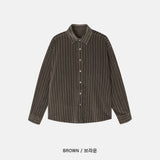ASCLO ピグメント & ストライプコーデュロイシャツ (4color)