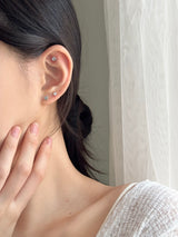 [3 set] surgical heart cubic earring set / 2 color / mini daily simple layered