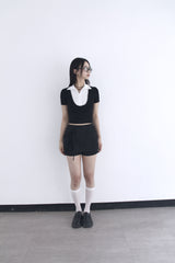 UネックレイヤードカラークロップTシャツ