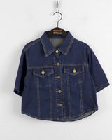Bubel semi-cropped short-sleeved denim shirt jacket
