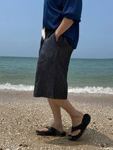 Lur linen denim bermuda pants