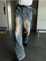 Shabby Banding Wave-Washed Denim