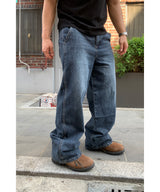 Back cut denim pants
